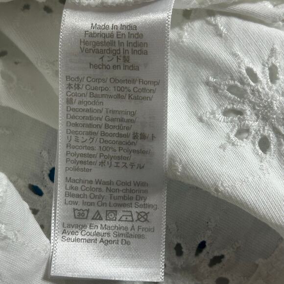 Madewell Women's Floral Eyelet Embroidered Wide-Sleeve Boxy Tee White S New - Picture 9 of 9
